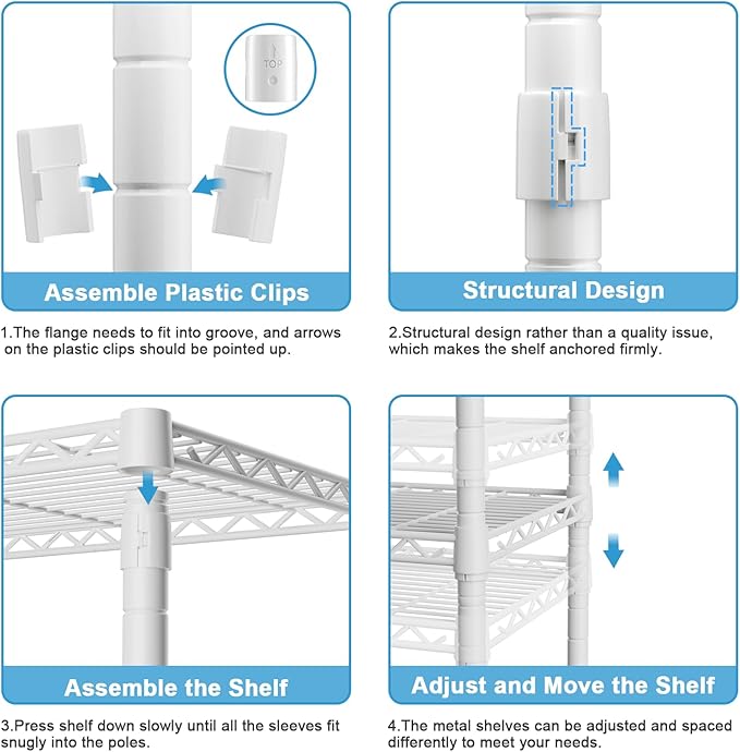 Ulif F7 Medium Garment Rack, Heavy Duty Clothes Rack, Clothing Racks for Hanging Clothes, 6-Tiers Freestanding Portable Closet Storage Rack 45'' W × 14.6'' D × 76.6'' H, Max Load 750 Lbs, White