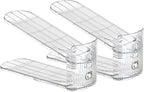 2 Pack Shoe Slots Organizer Adjustable Level Shoe Stacker Holder Storage Space Saving Sneakers Display Tray Rack for Closet (Transparent, 2Pack)