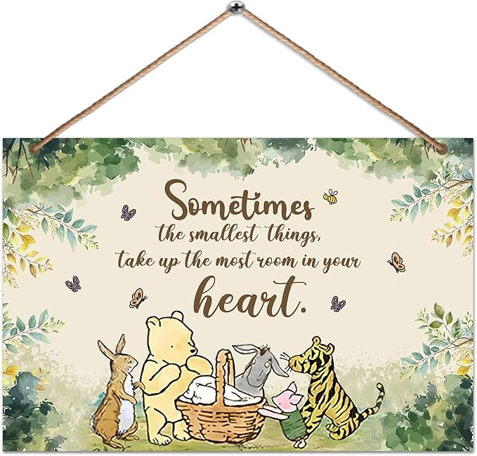 1PCS Winnie Quotes Baby Shower Sign, the Pooh Wall Hanging Decor, Sometimes the Most Things Wall Gifts, Adorable Winnie Sign for Nursery Home Bedroom, Baby Shower Party Supplies