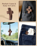 200-Pack Wooden Cross Fidget, Handmade Pocket Wood Crosses, Cross My Heart | Encouragement Gift, Relieve Anxiety for Yourself, Inspirational Easter Gift for Christian Faith, Prayer, Easter Day Gifts