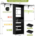 Aheaplus Closet System with 4 Drawers, 8FT Wood Closet Organizer System, 96’’ Walk-in Closet Wardrobe with Tower, 4 Hang Rods, 2 Top Shelves, Built In Closet Insert System, Fits Spaces 4-9 ft, Black