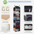2 Pack Large-Sized Hanging Shoe Organizer 8-Shelf, Hanging Closet Organizer with 8 Side Pockets, Wider Hanging Shelves for Storage Shoes Clothes 9" W × 11.8" D× 48" H, Black.