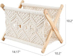 Mkono Macrame Magazine Rack Boho Storage Holder Standing Basket for Books, Newspapers, Swaddle Blanket, Dorm Essentials, Living Room, Bathroom, Office, Nursery, Home Decor, Medium Size, 14”L x 10”W