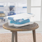 Sterilite 12-Pack Latching Box, Under Bed Storage Bins with Lids, Clear Plastic, 6 Quart - Heavy-Duty Organizing Containers for Closet, Bathroom, and Office