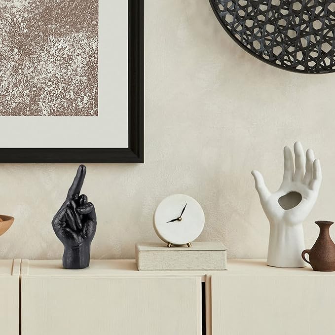 MOLIGOU Hand Gesture Desk Statues, Finger Sculpture Decor, Hand Statue Decor for Living Room, Shelf