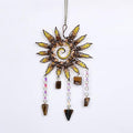 Mini Sun Catcher Dream Catcher – Handmade Sunburst Wall Hanging with Tiger Eye Stones & Crystal Beads for Window Decor, Bedroom, Meditation Space or Gift