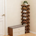 The 9-Tier No-Assembly Bamboo Rack, 2-9 Tier Folding Shoe Storage Rack, Space-Saving Organizer for Shoes, No Assembly Narrow Shoe Shelf for Entryway Closet Dorm (Brown, 9 Tier)