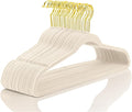 MIZGI Premium Velvet Hangers Pack 40 Pcs Heavy Duty - Non Slip Felt Hangers - Velvet Suit Hangers Ivory with Gold Hooks,Space Saving Clothes Hangers
