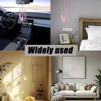 Pine & Linen Handmade Dream Catcher,Bohemian Style Car Rearview Mirror Hanging Charms Feather Pendant,Good Luck Charm for Car Accessories/Wall Hanging/Women/Gift(Pink)