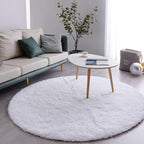 FJZFING White Round Rug Ultra-Soft Plush Modern 6x6 Circle Area Rug for Kid's Bedroom, Fluffy Shag Circular Rug for Nursery Room, Non-Slip Home Decor Cute White Carpet for Teen's Room