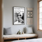 Framed Better Late Than Ugly Wall Decor Vintage Newspaper Wall Art Black and White Fashion Poster Audrey Hepburn Chic Decor New York Trends Glam Quote Canvas Print for Bedroom Bathroom Dorm 8x12inch