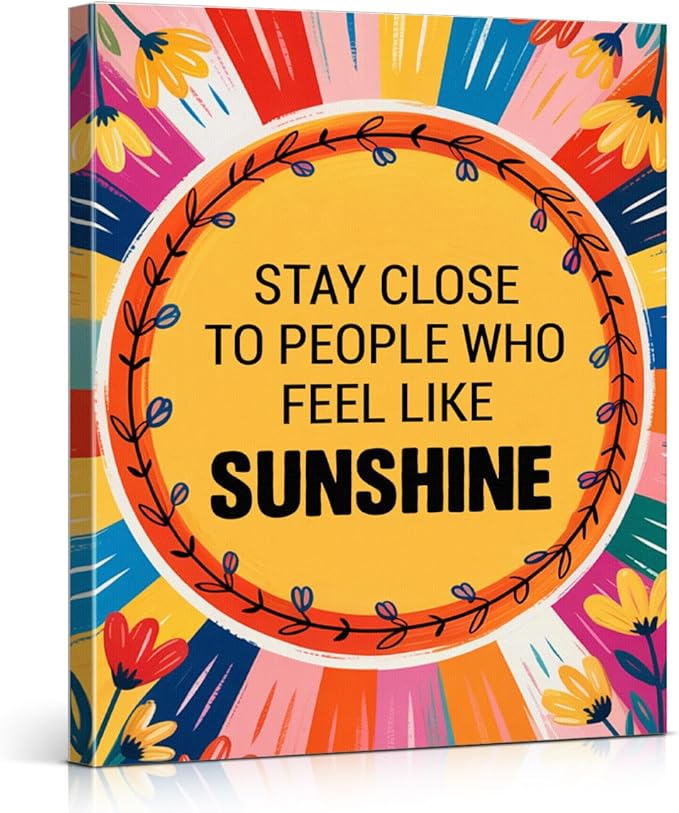 Inspirational Sunshine Wall Art Decor, Motivational Canvas Painting Pictures Artwork Posters Hippie Decor for Teens Room Bedroom, Natural Life Gifts for Women (8 X 10 Inches, Framed)