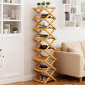 2/3/4/5/6/7/8/9 Tier Bamboo Folding Shoe Rack,2026 New Bamboo Foldable Shoe Rack,no Installation Required,Vertical Multi-Layered Organizer,Space-Saving for Entryways& Balconies (Primary Color, 5)