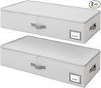 GRANNY SAYS 6.5-Inch Foldable Underbed Storage Box with Lid, Sturdy Frabic Organizer with Reinforced Bottom for Clothes, Shoes, Low-Profile Underbed Container for Bedroom, Closet,2 Pack, Grey