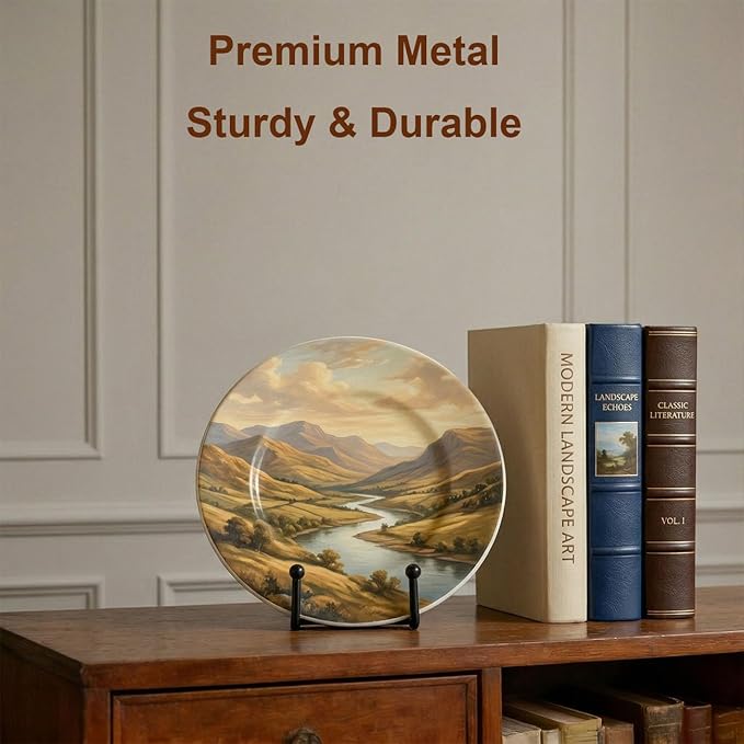 Hoewina 3 Pack 6 Inch Plate Stands for Display, Metal Picture Frame Stand, Black Decorative Small Easels for Display, Picture Holder Stand for Book , Photo and Platter, Plaques, Tabletop Art