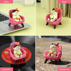 RAQWI Cute Kitten Figurine Eating Cake on Pink Sofa, Mini Resin Cat Statue for Office Desk & Home Decoration, Adorable Easter Spring Gift for Cat Lovers, Women, Friends
