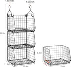 X-cosrack 3-Tier Hanging Storage Organizer for Closet, Laundry & Utility Room | Space Saving Shelves with 1.65" Hook & 5 S-Hooks | Hanging Wire Baskets (12.4" W x 8.8" H x 10.24-11.8" D)