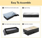 Large Under Bed Storage Containers, 2-Pack Double Layer Underbed Storage Bins with 3 Handles, 70L Extensible/Closed Clothes Storage Organizer with Sturdy Bottom Sidewalls, Black