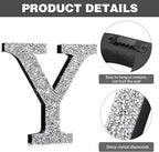 Qunclay 12'' Silver Crystal Diamond Bling Letters Crushed Diamond Decoration Wooden Glitter Letter with Screw and Hooks Rhinestone Gift for Wedding Y2k Mcbling Bedroom Wall Decor (Letter Y)