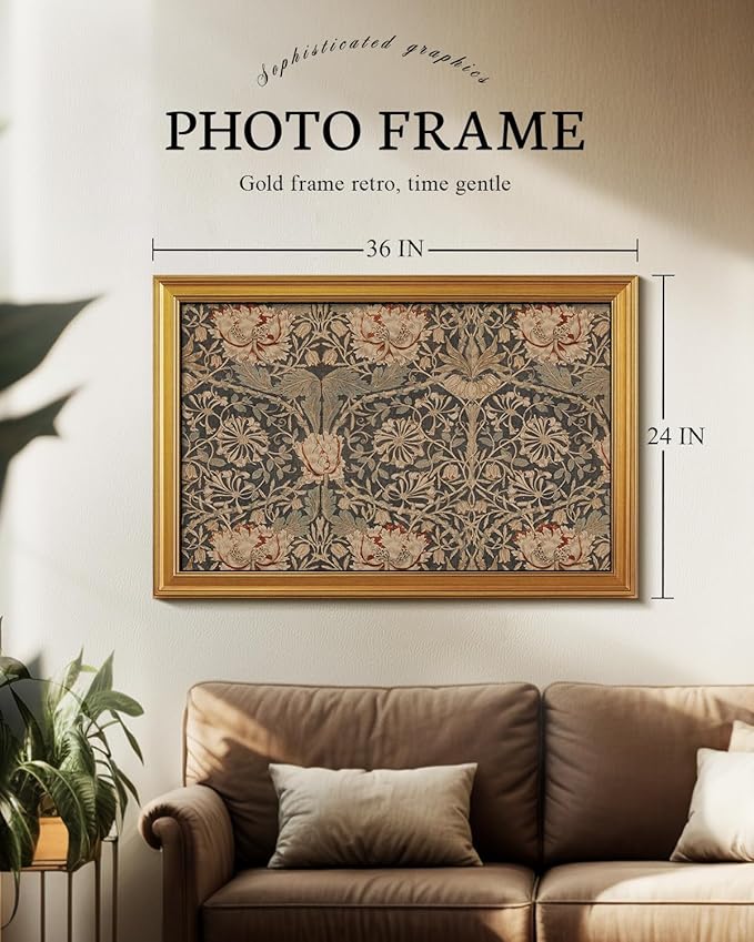 VIYYIEA Vintage Gold Framed Wall Art for Living Room, Honeysuckle Canvas Prints Home Decor, Large Oil Painting Picture, Bedroom Wall Decor Gifts for Friends or Family -【Honeysuckle】-(36L x 24W)