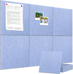 Large Cork Board Alternative 36" X 24" Bulletin Board - 6 Pack Removable Felt Wall Tiles with 20 pushpins, Large Cork Boards for Walls Cork Board for Office Pin Board Tack Board - Soft Periwinkle