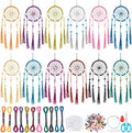 INFUNLY 12 Set DIY Small Dream Catcher Kit Metallic Color Round Mini Dream Catcher Kit Handmade Dreamcatcher Kit with Instructions Boho Hanging Ornament Making Kit for Bedroom Car Mirror Keychain Bag