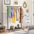 Clothes Rack for Hanging Clothes, 64.25 Inch Clothing Racks with Wheels, Portable Rolling Clothes Garment Rack for Bedroom, Laundry, Living Room, Black