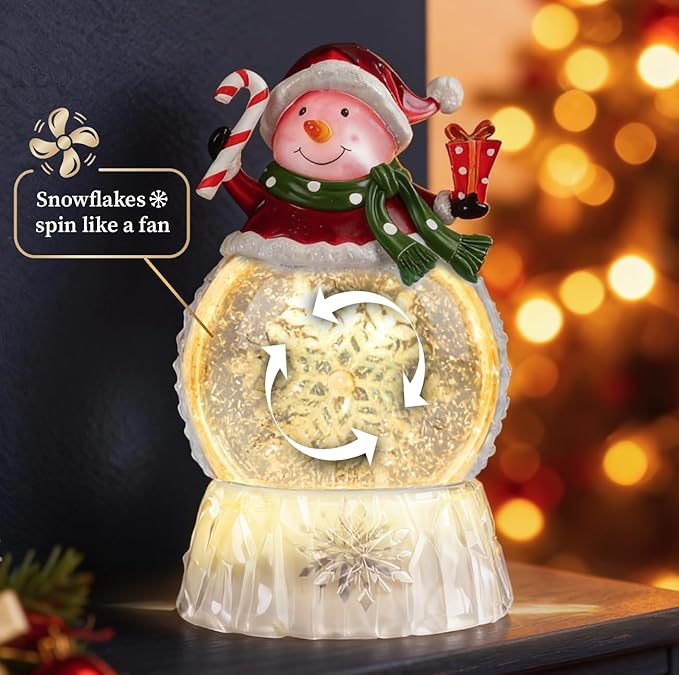 Musical Snow Globe,Lighted Snowman Snow Globes, LED Lights and Swirling Glitter, Christmas Snow Globes Music Box, Decoration for Adults and Kids.