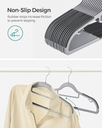 SONGMICS Pack of 60 Coat Hangers, Space-Saving Plastic Clothes Hangers, Non-Slip, 0.2 Inches Slim, 16.5 Inches Wide, 360° Swivel Silver Hook, Light and Dark Gray UCRP0020G01