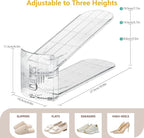 30-Pack Shoe Slots Organizer for Closet, Adjustable Shoe Stacker & Space Saver, Clear Double Deck Shoe Storage for Small Spaces, Transparent