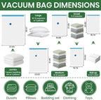 Vacuum Storage Bags,10Pack Vacuum Seal Bags for Clothing,Bedding,Clothes,Comforters,Blankets,Pillows-5 Jumbo+5Large Space Bag Vacuumm Storage Bag Hand Pump Inclued