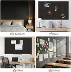Large Cork Board for Walls 59" x 36",15 Pack 12"X12"Felt Bulletin Board Tiles with 120 Adhesive Tabs,Cork Board Alternative for Office Decor, Push Pin Board Wall Organizer- Black