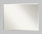 Amanti Art White Wall Mirror 26x32 Shiplap White Rectangle Bathroom Mirror for Wall Decor Living Room, Large Cottage Wood Frame, Hangs Horizonally and Vertically, Bathroom Decor, Beveled Edge