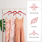 Velvet Hangers 50 Pack – Slim Non-Slip Flocked Hangers with 360° Swivel Hook, Space-Saving Closet Organizer for Dresses, Blouses, Coats(Red)