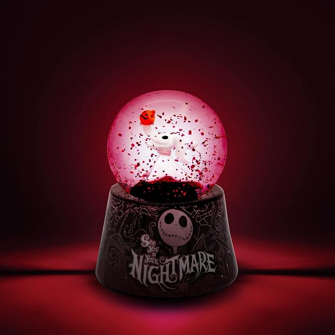 Disney The Nightmare Before Christmas Zero 3-Inch Mini Light-Up Snow Globe with Glitter Adults