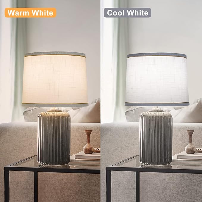 Lampshades Set of 2 for Table Lamps, Floor Lamps, Fabric White Lamp Shades 11.6" Top x 12.6" Bottom x 9.8" High, Drum Lampshades(Spider Fitter), Medium Lamp Shades Replacement, Easy Assembly Required