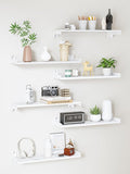 Floating Shelves for Wall, Shelves for Decor Storage Set of 6, Wall Mounted Wood Shelf for Bedroom, Living Room, Bathroom, Kitchen,Long Picture Ledge Shelves. (White)