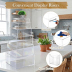 Geelin 6 Pack Acrylic Risers for Display Acrylic Cube Boxes Risers Display Stands with Hollow Bottoms Decorative Stand for Jewelry Candy Table Decor 6 Sizes(Clear,7 to 12 Inch,Square)