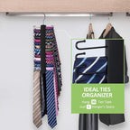 2 Pack Tie Rack, Wooden Tie Hanger for Men Closet, 60 Storage Capacity, Non-Slip Rotatable Tie Organizer, Closet Organizers and Storage, Black