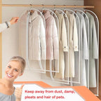 Clear Garment Bags for Hanging Clothes Travel (24'' x 54'' Set of 6) Clothes Storage Bags Closet Cover for Open Closet with Zipper for Suit, Sweaters Travel Laundry Wardrobe Closet Garment Dust Cover