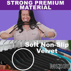 MIZGI Premium Velvet Hangers (50 Pack) - Heavy Duty, Non Slip Felt - Velvet Suit Hangers, Black with Chrome Hooks, Space Saving