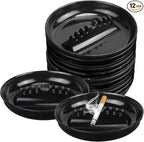 Reginary 12 Pcs Round Ashtray Large Plastic 6.69" Ashtray Holder Vintage Ash Tray for Indoor Outdoor Home Bar Restaurant Tabletop Ash Tray