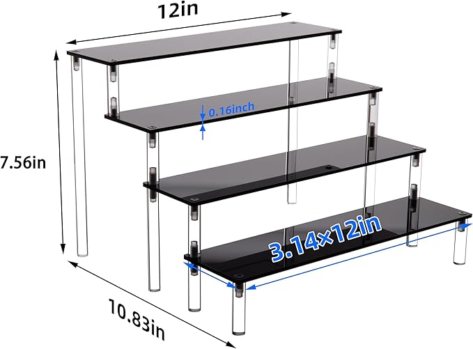 Acrylic Stands for Display,4 Tier Black Cupcakes Perfumes Figurines Display Stand Risers Shelf for Decoration and Organizer