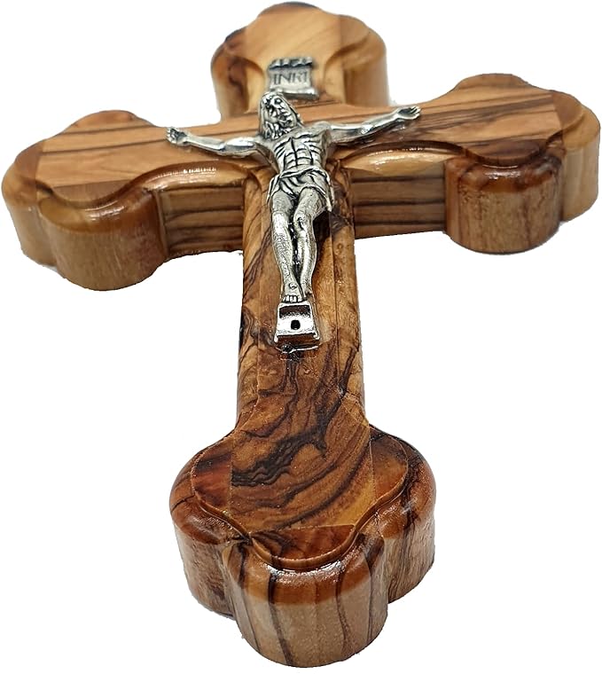 Zuluf 4.7" Wooden Orthodox Wall Crucifix Christian Catholic Handmade Cross from Bethlehem Holy Land Gift CRS071