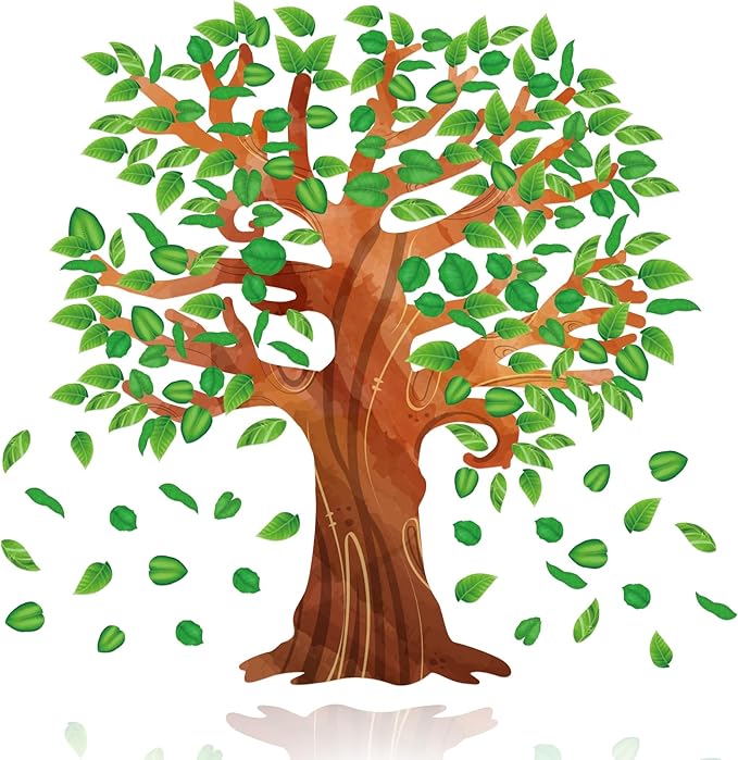 Fancy Land Classroom Tree Bulletin Board Set Tropical Leaves Summer Tree Decoration Cutouts for Classroom Wall Decor School Supplies
