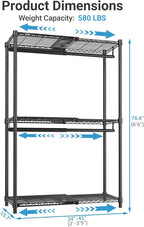 VIPEK X1 Expandable Clothes Rack Heavy Duty Adjustable from 2' to 3'5" with Adjustable Shelves and Hanger Rods, Reach-in & Walk-in Closets Metal Garment Racks Portable Closet, Black