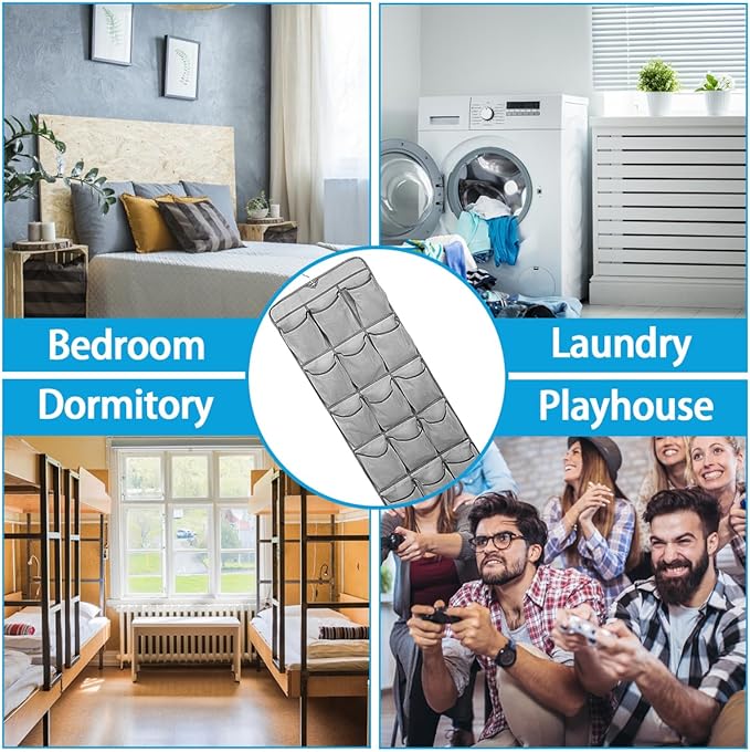 2Pcs 30 Large Pockets Dual Sided Hanging Shoe Organizer for Closet Shoe Storage Shelves with 360 Rotating Hanger Space Saving Storage Bag Hanging Shoe Rack for Bedroom Laundry Room,Gray
