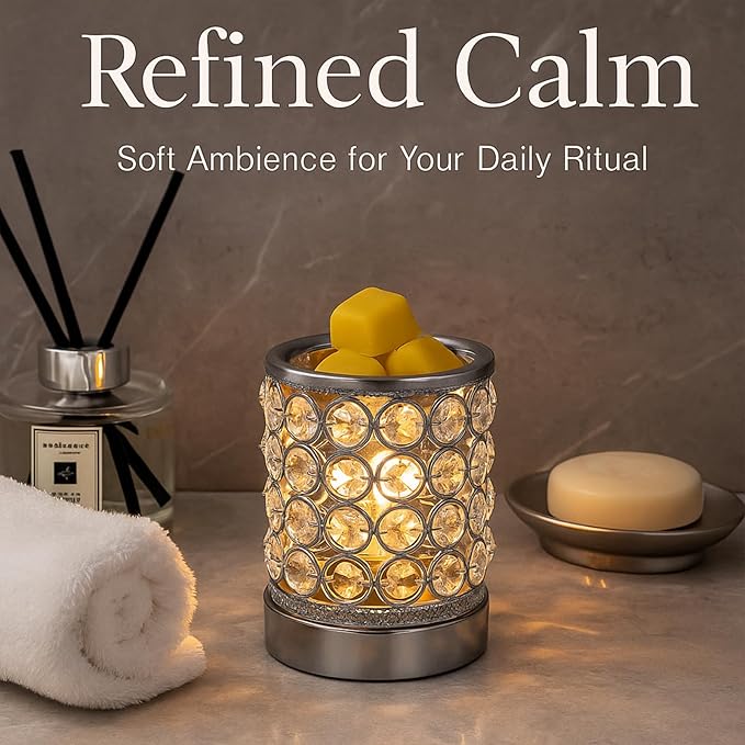 Leyoue Electric Crystal Wax Melt Warmer - Bulb Heating, Elegant Crystal Design, Quickly Melts Wax Blocks, Releases Long-Lasting Fragrance, Perfect Candle Wax Burner and Wax Warmer for Home Decor