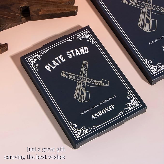 ANBOXIT 4.5 Inch Plate Stand Display - Wooden Picture Frame Holder, Decorative Table Top Easel
