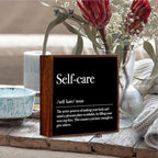 Inspirational Wooden Box Sign Mental Health Rustic Office Desk Decoration Gifts Wood Plaque Home Shelf Table Decor Self Care Must Haves (Black)